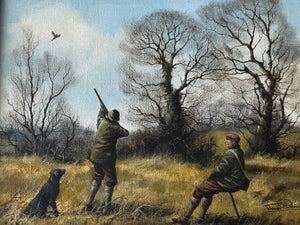 Hunting Party Gentlemen Shooting Pheasant In Moor Your Bird Sir!