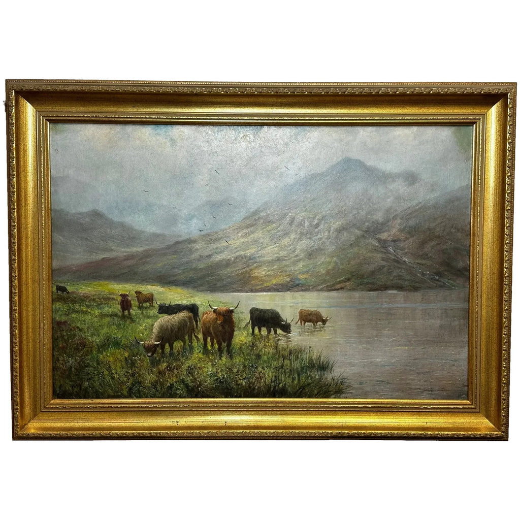 Scottish 19th Century Loch Shiel Highland Cattle By Douglas Cameron
