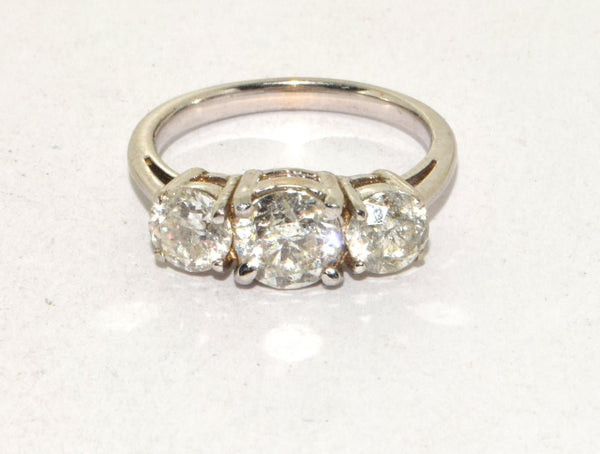 18ct White Gold Ladies Diamond 2ct Trilogy Brilliant Cut Engagement Ring - Cheshire Antiques Consultant