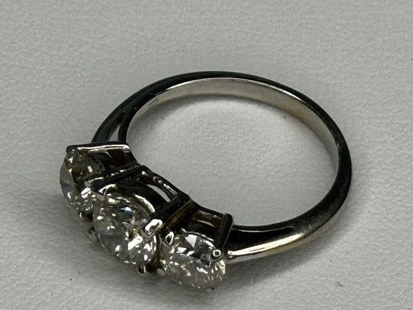 18ct White Gold Ladies Diamond 2ct Trilogy Brilliant Cut Engagement Ring - Cheshire Antiques Consultant