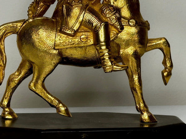 19th Century Gilded Bronze Georgian Aristocrat Riding Trotting On His Horse - Cheshire Antiques Consultant Ltd