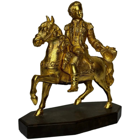 19th Century Gilded Bronze Georgian Aristocrat Riding Trotting On His Horse - Cheshire Antiques Consultant Ltd