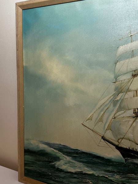 Large Marine Art Oil Painting David Crockett Sailing Ship By Paul Richardson - Cheshire Antiques Consultant