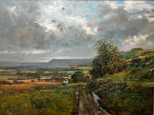 Large British Impressionist Oil Painting Landscape Sussex Downs By Charles Neale - Cheshire Antiques Consultant