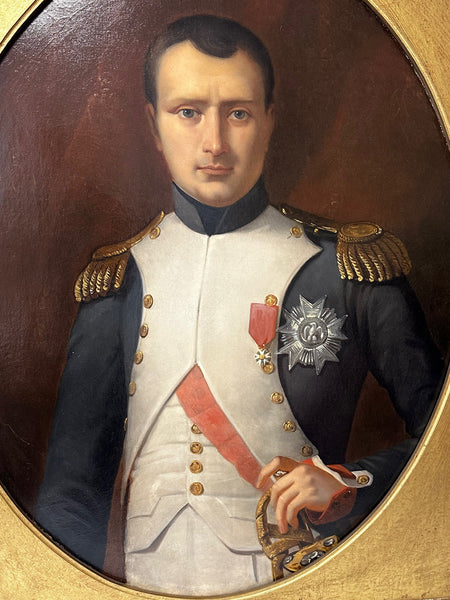 Large 19th Century Oil Painting Military Portrait Napoleon Bonaparte Emperor