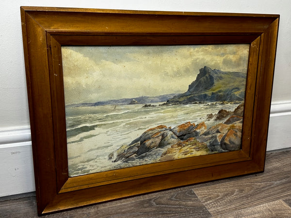 Watercolor Marine Cornwall Rocky Cliff Shoreline By A E Newline C1920