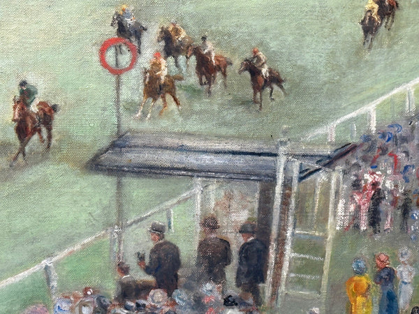 British Impressionist Horse Racing Sporting Oil Painting Winning At Royal Ascot - Cheshire Antiques Consultant
