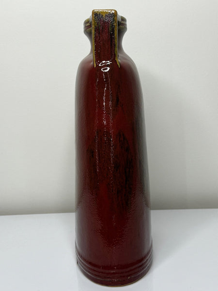 Chinese Glazed Copper Red Twin Handle Oval Vase Signed - Cheshire Antiques Consultant Ltd
