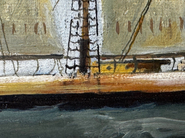 Danish Oil Painting Schooner 4 Masted Sailing Ship Dana East Asiatic Company - Cheshire Antiques Consultant Ltd