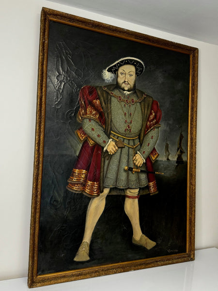 Huge Oil Painting Portrait English King Henry VIII After Hans Holbein - Cheshire Antiques Consultant