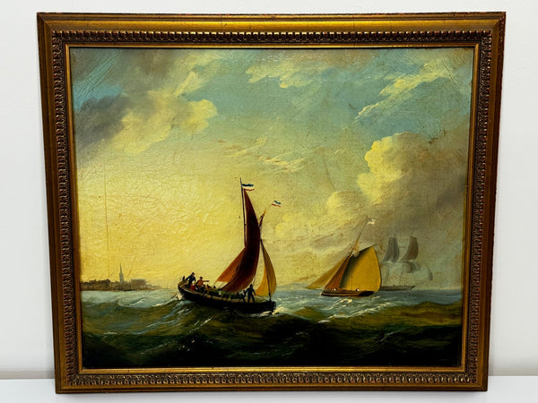 Marine Georgian Early 19th Century French Fishing Boat Heading Out Brisk Winds - Cheshire Antiques Consultant