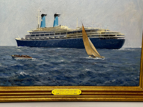 Oil Painting MS Achille Lauro Ship Ex Willem Ruys By William Eric Thorp C1966 - Cheshire Antiques Consultant