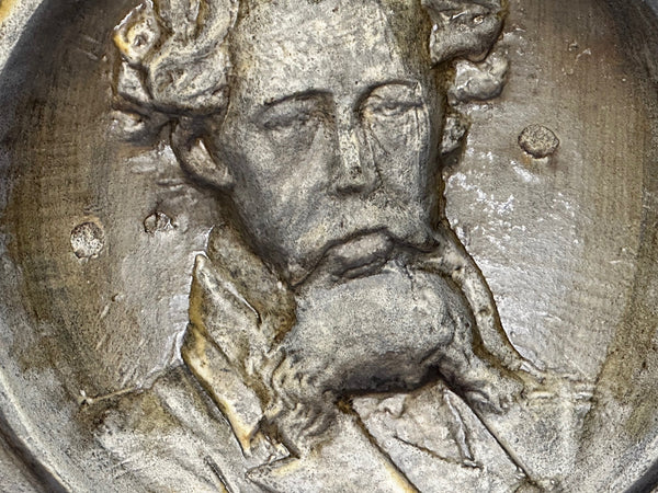 Victorian Gilt Bronze In Low Relief Charles Dickens Portrait Wall Sculpture - Cheshire Antiques Consultant