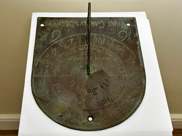 17th Century Bronze Garden Sundial Plate Gnomon Timepiece King Charles II Lives - Cheshire Antiques Consultant