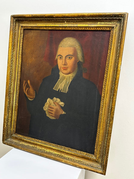 18th Century Oil Painting Portrait Welsh Methodist The Reverend Sermon - Cheshire Antiques Consultant