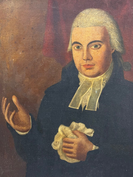 18th Century Oil Painting Portrait Welsh Methodist The Reverend Sermon - Cheshire Antiques Consultant