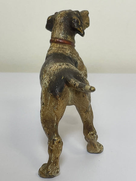 19th Century Austrian Cold Painted Bronze Model Hunting Pointing Dog Sculpture - Cheshire Antiques Consultant