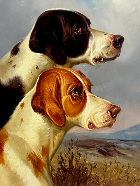 19th Century Hunting 2 Pointer Dogs Oil Painting By Colin Graeme Roe - Cheshire Antiques Consultant