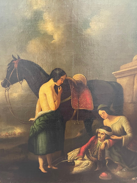 19th Century Oil Painting Battle "The Wounded Greek Attributed Abraham Cooper RA - Cheshire Antiques Consultant