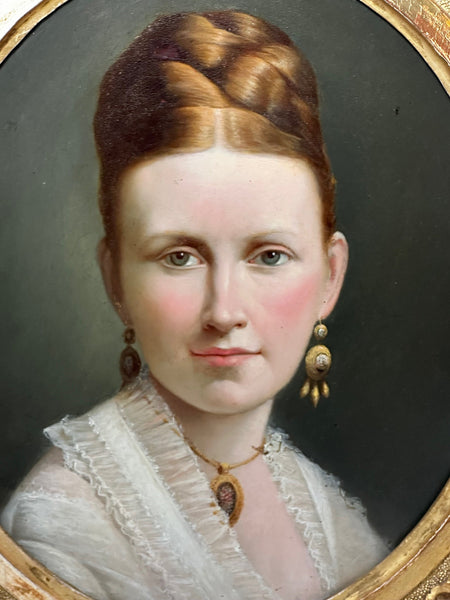 19th Century Oil Painting Portrait Young Dutch Hague Lady Nobility - Cheshire Antiques Consultant