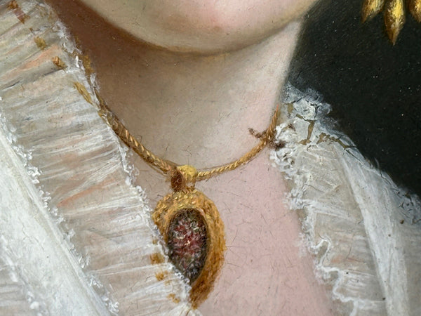 19th Century Oil Painting Portrait Young Dutch Hague Lady Nobility - Cheshire Antiques Consultant