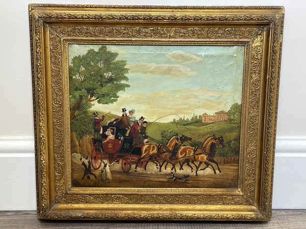 19th Century Oil Painting Royal Mail Carriage Coaching Scene After James Pollard - Cheshire Antiques Consultant