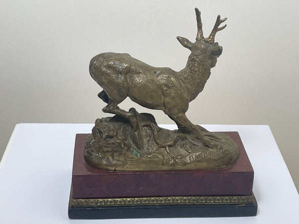 19th Century Small French Empire Stag Sculpture Signed Dargaud - Cheshire Antiques Consultant