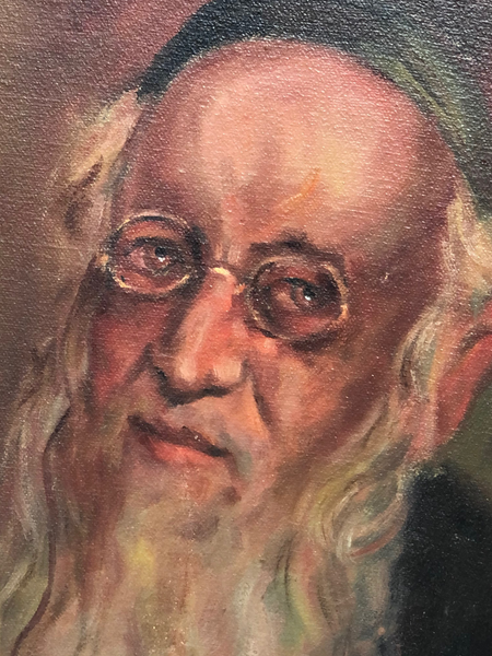 Oil Painting Portrait Jewish Israeli Rabbi" Signed Anschul