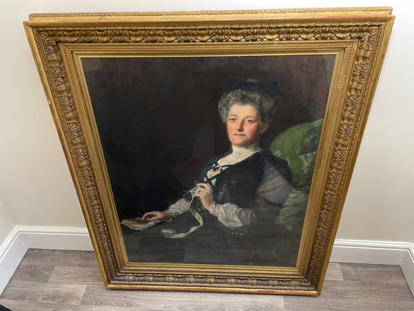 Pre-Raphaelite Oil Painting Portrait Seated Lady Hallé By John Maler Collier OBE
