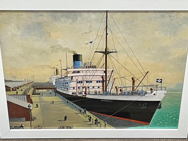 Trans Pacific Steamship Surgeon Docked Liverpool Landing Stage Ready To Sail