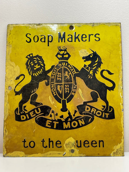 Advertising Soap Makers To The Queen Royal Crest Warrant Enamel Wall Sign - Cheshire Antiques Consultant