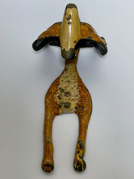 Antique Austrian Cold Painted Brass Fox Door Knocker Hardware - Cheshire Antiques Consultant