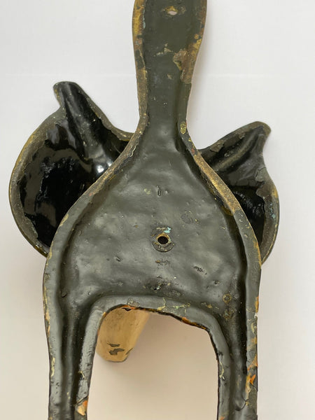 Antique Austrian Cold Painted Brass Fox Door Knocker Hardware - Cheshire Antiques Consultant