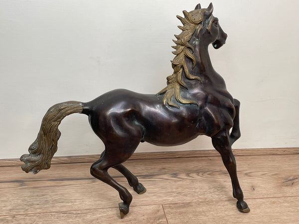 Antique Italian Gilt Bronze Sporting Pacing Bay Hunter Horse - Cheshire Antiques Consultant