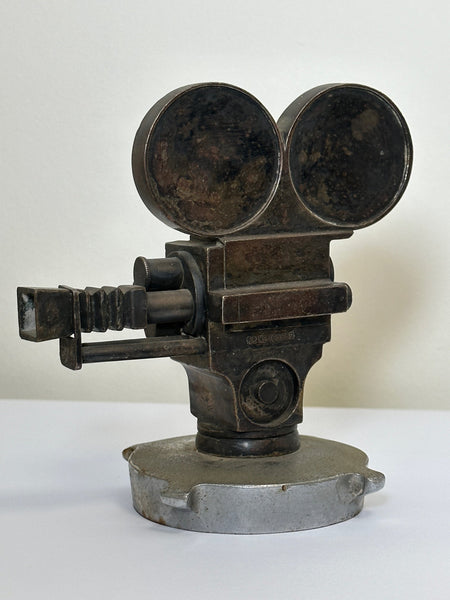 Art Deco Bronze Classic Car Movie Director Reel Camera Mascot Sculpture - Cheshire Antiques Consultant
