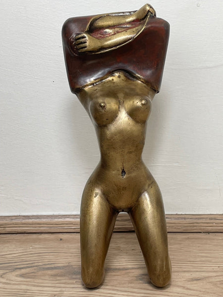 Art Deco French Cold Painted Gilt Bronze Posing "Mystery Lady" Sculpture - Cheshire Antiques Consultant