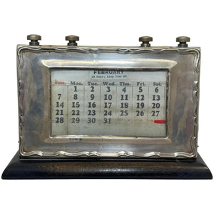 Art Deco Hallmarked Sterling Silver Perpetual Desk Calendar - Cheshire Antiques Consultant