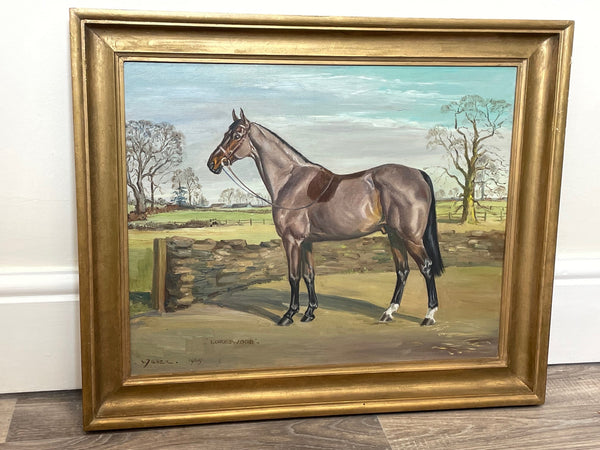 British Equine Oil Painting Horse "Lordswood" Portrait Standing Proud - Cheshire Antiques Consultant