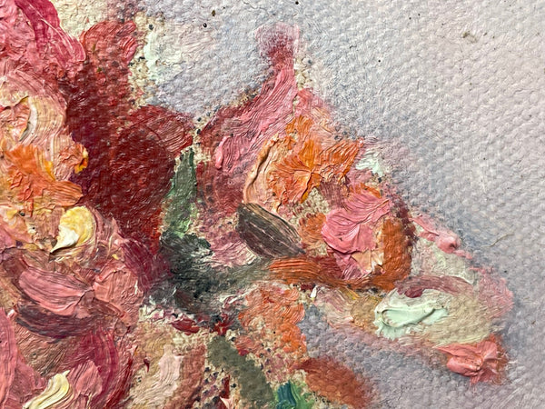 British Impressionist Oil Painting Still Life Begonia Flowers - Cheshire Antiques Consultant