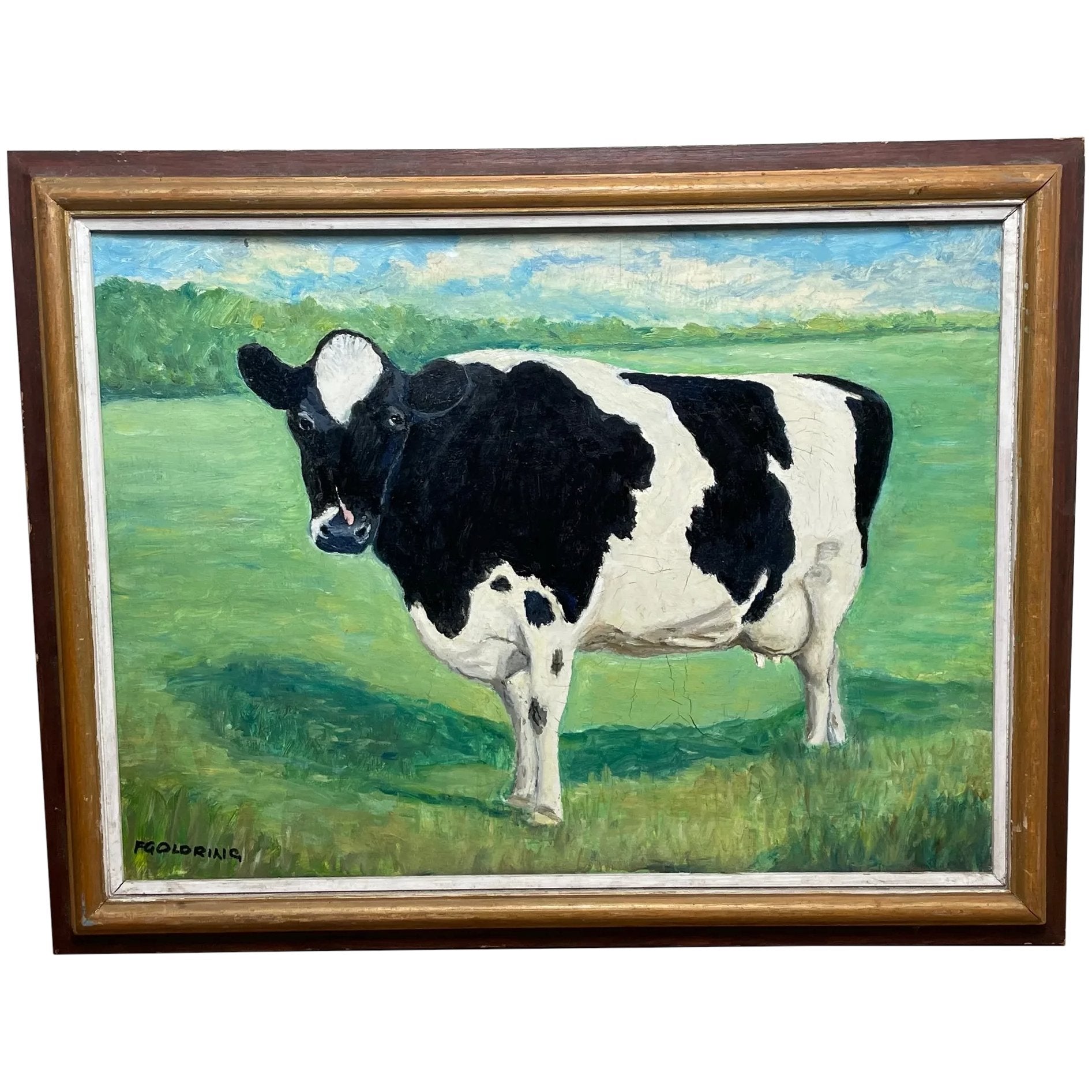 British Oil Painting Holstein Friesian Prized Cow "Susan" Portrait - Cheshire Antiques Consultant
