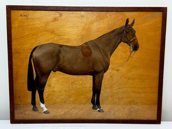 British Oil Painting Portrait Of Kim Mare Bay Hunter Horse Francis Mabel Hollams - Cheshire Antiques Consultant