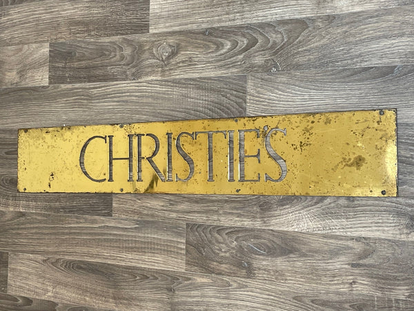 British Rare Brass Famous Auctioneers Plaque Sign Christie's - Cheshire Antiques Consultant