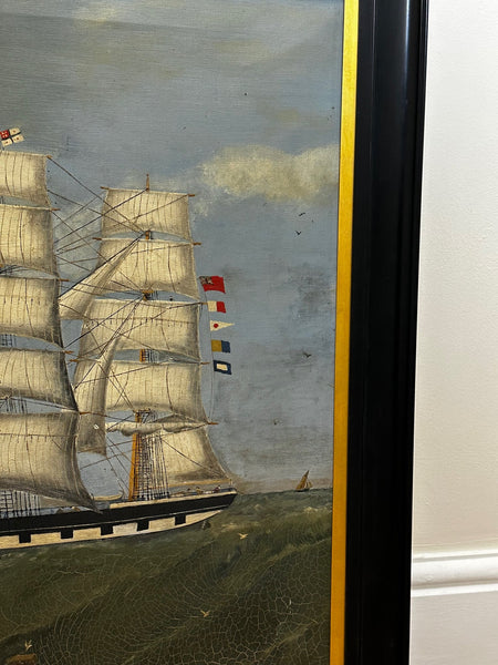 British Victorian Oil Painting Marine Clipper Ship Crusader Off Isle Of Wight - Cheshire Antiques Consultant