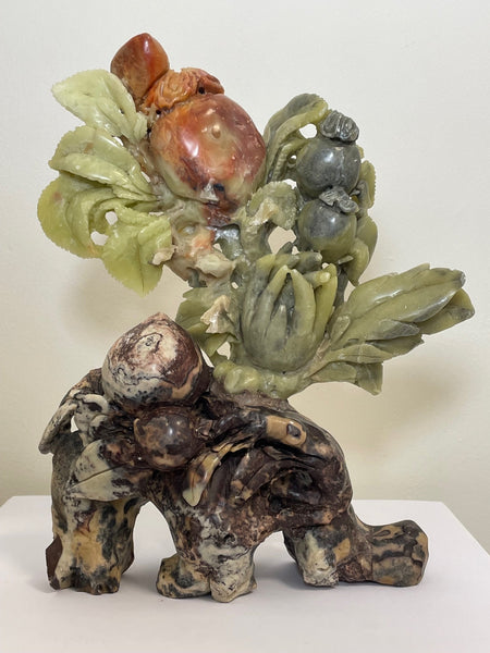 Chinese Soapstone Passion Fruit Lotus Carved Sculpture - Cheshire Antiques Consultant
