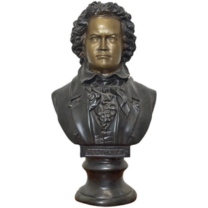 Classical Songwriter Bronze Composer Ludwig Van Beethoven Bust Sculpture - Cheshire Antiques Consultant