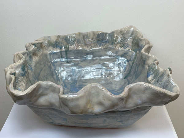Collectible Cornish Studio Pottery Fruit Bowl Ripple Design - Cheshire Antiques Consultant