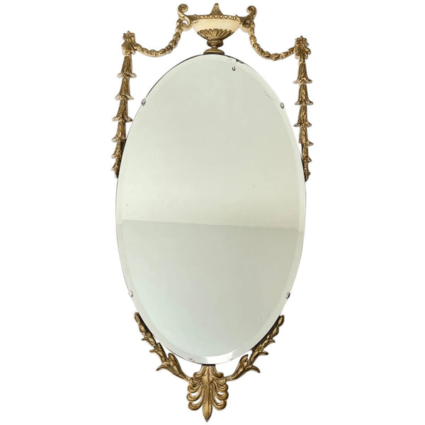 Decorative Mid Century English Oval Gilt Adams Style Wall Glass Mirror - Cheshire Antiques Consultant