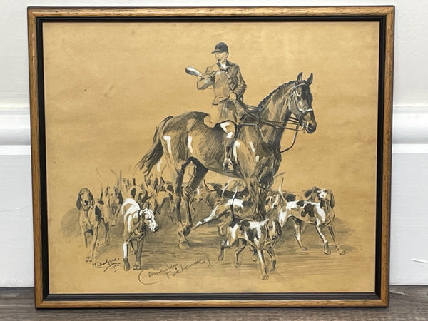 Drawing Altrincham Fox Hunters Scent Hounds By Michael Lyne 1912-1989 - Cheshire Antiques Consultant