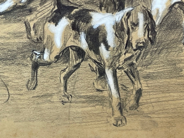 Drawing Altrincham Fox Hunters Scent Hounds By Michael Lyne 1912-1989 - Cheshire Antiques Consultant