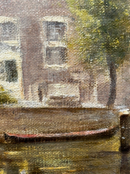 Dutch Oil Painting Walter Suskind Draw Bridge Misty Summer Morning In Amsterdam - Cheshire Antiques Consultant